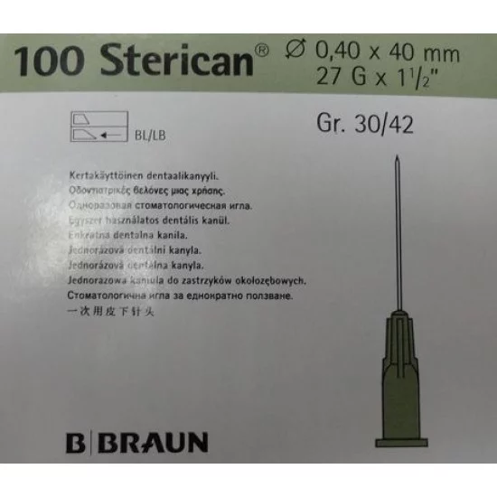 Igła B.BRAUN Sterican 27G 0,40 x 40 100 szt Igła B.BRAUN Sterican 27G 0,40 x 40 100 szt