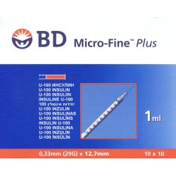 Strzykawka 1 ml insulinowa U100 BD Micro-Fine Plus z igłą 29G 0,33 x 12,7 100 szt