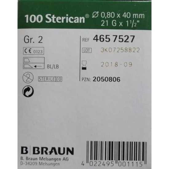 Igła B.BRAUN Sterican 21G 0,80 x 120 100 szt Igła B.BRAUN Sterican 21G 0,80 x 120 100 szt