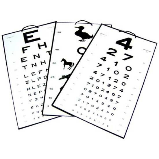 Tablica okulistyczna Snellena literowa E obraz prosty