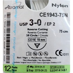 Nici chirurgiczne niewchłanialne Atramat Nylon CE19 3/0 75 cm 1 szt