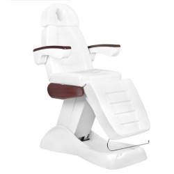 Fotel kosmetyczny elektryczny LUX biały / mahoń