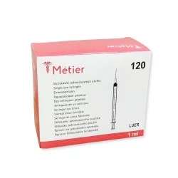 Strzykawka 1 ml tuberkulinowa METIER z igłą 23G 0,6 x 25 120 szt