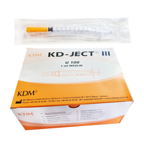 Strzykawka 1 ml insulinowa U100 KD-JECT III z igłą 30G 0,3 x 12,7 100 szt