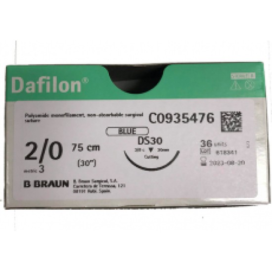 Nici chirurgiczne niewchłanialne B.BRAUN Dafilon DS30 2/0 75 cm 36 szt