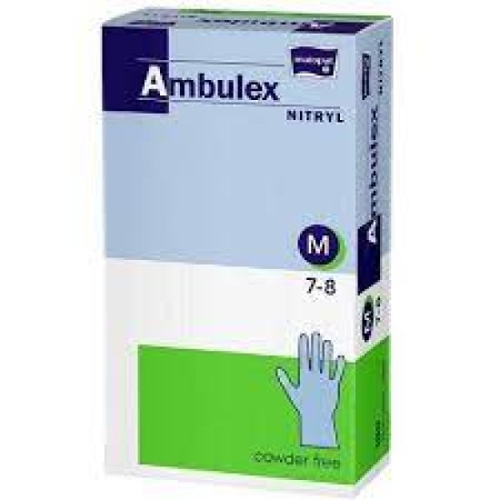 Rękawiczki jednorazowe nitrylowe bezpudrowe AMBULEX M 100 szt