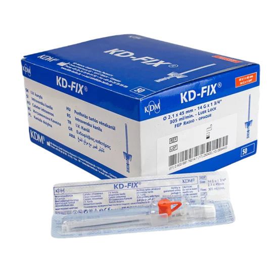 Kaniula KD-Fix Venflon 14G 2,1 x 45 pomarańczowa 50 szt Kaniula KD-Fix Venflon 14G 2,1 x 45 pomarańczowa 50 szt
