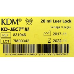 Strzykawka 20 ml 3-częściowa Luer-Lock KD-JECT III 100 szt